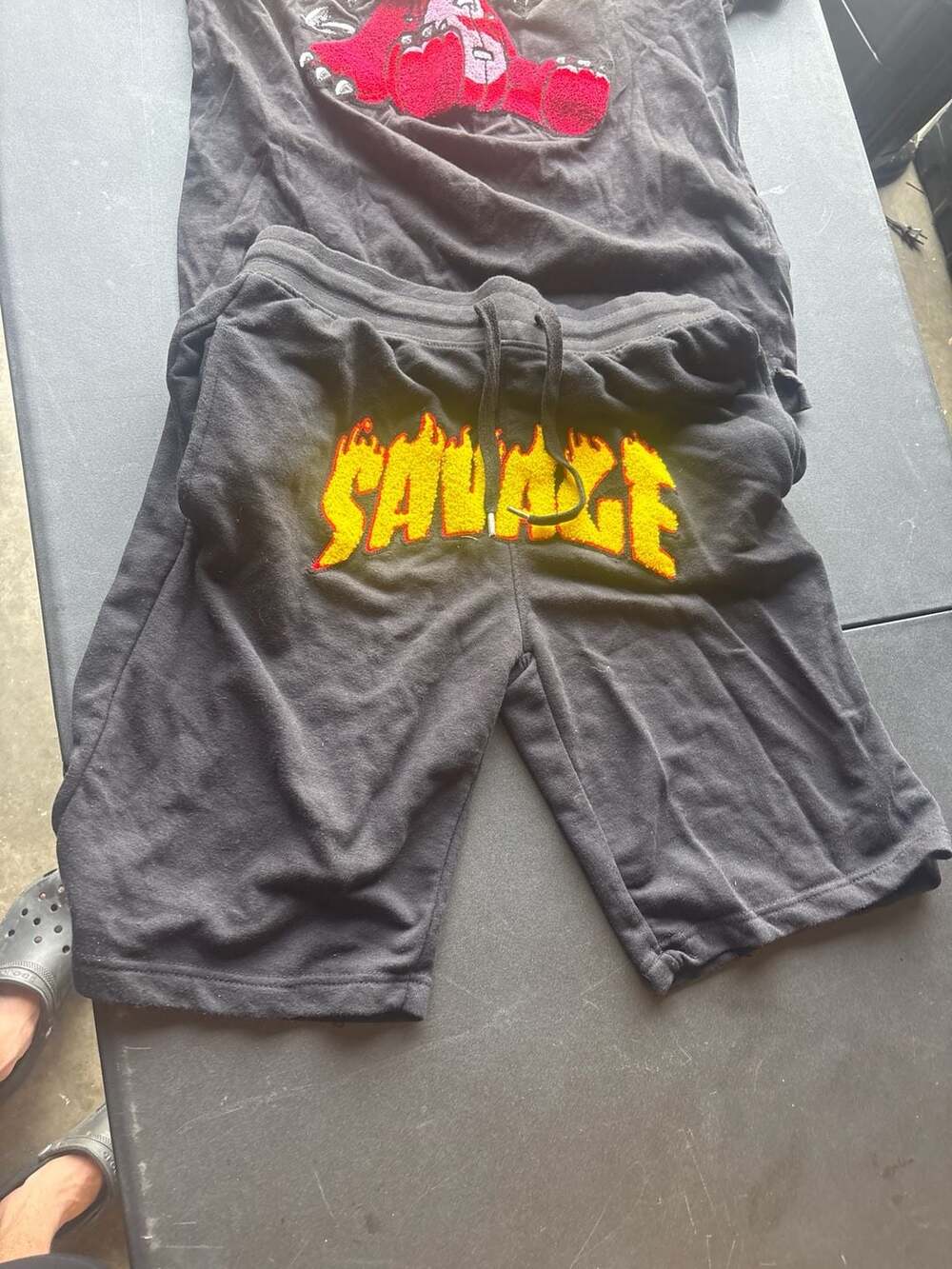 FWRD Denim Savage Bear 2-Piece T-Shirt and Shorts Set - Black Both Size Large
